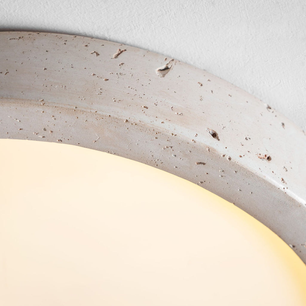 Modern Travertine Flush Mount Ceiling Light With Slim Profile — Ashbury Home & Living