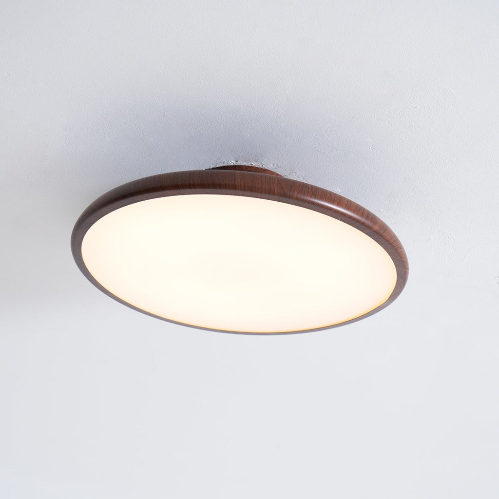 Scandinavian Wood-Effect Flush Mount Ceiling Light With Tri-Colour Glow — Ashbury Home & Living