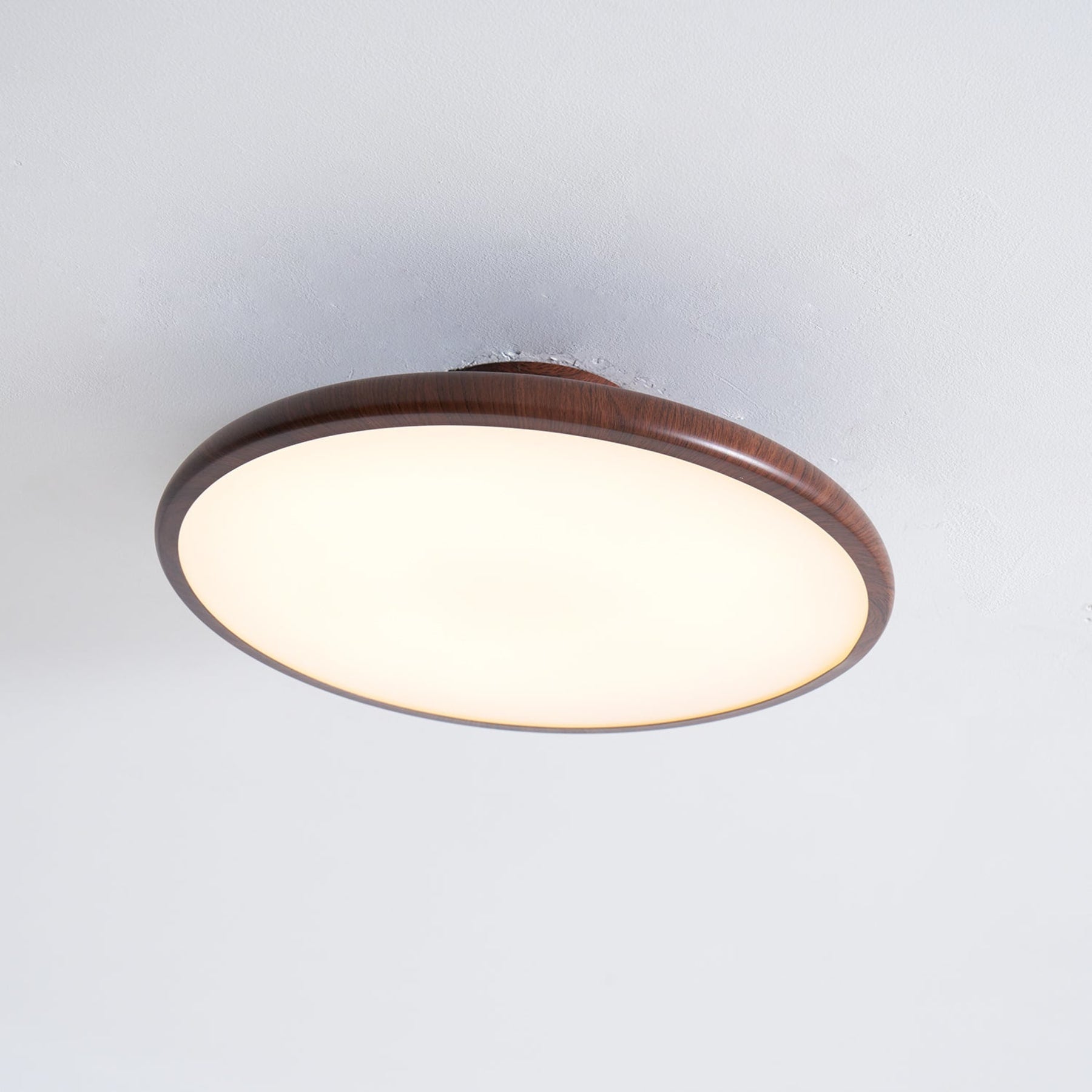 Scandinavian Wood-Effect Flush Mount Ceiling Light With Tri-Colour Glow — Ashbury Home & Living