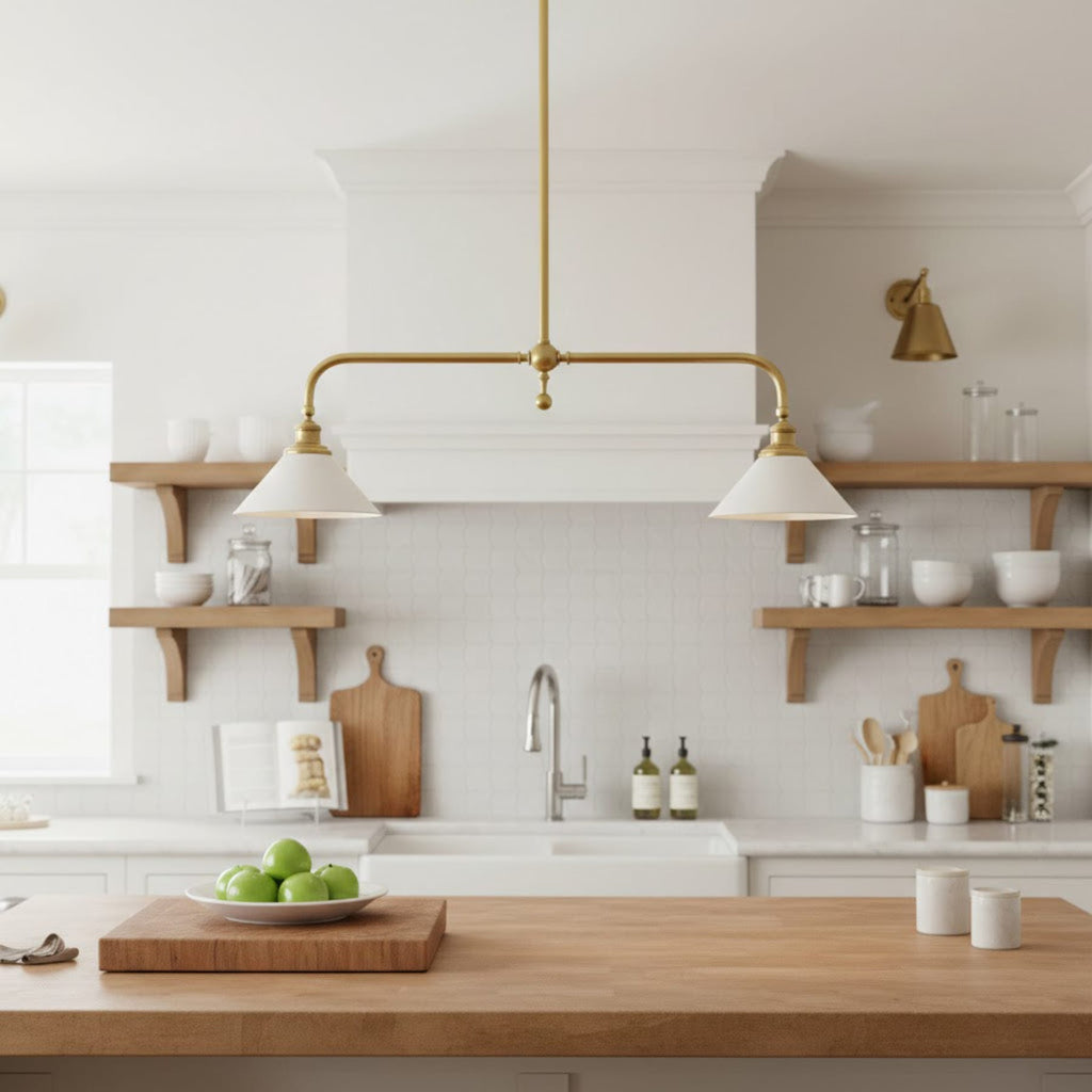 Modern Brass Pendant Light With Ceramic Shades for Dining Room — Ashbury Home & Living