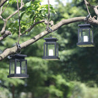 Solar Candle Lantern LED Outdoor Hanging Light Flameless Candle Lamp with Clip Hook Waterproof Solar Garden Lantern for Patio | Tree and Table