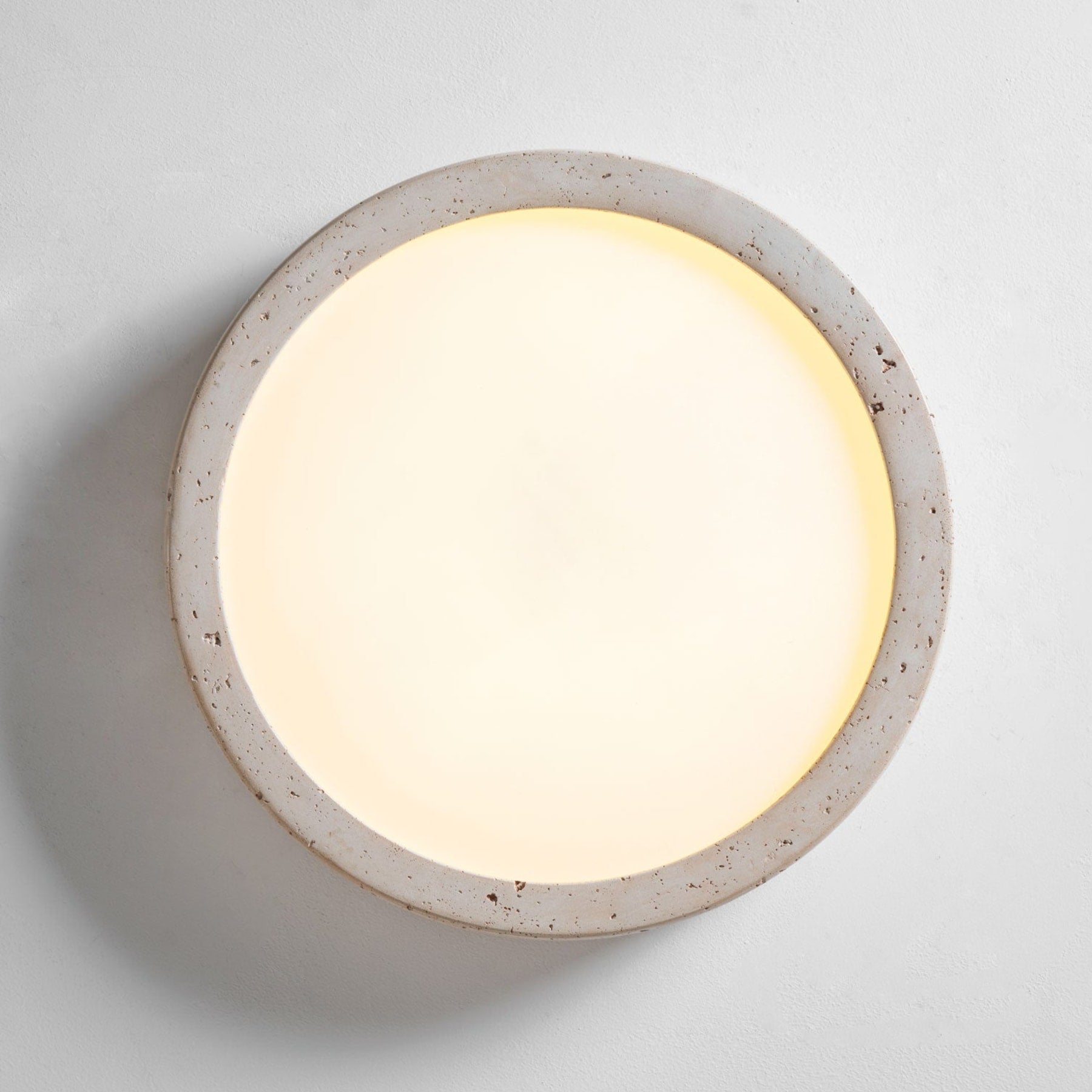 Modern Travertine Flush Mount Ceiling Light With Slim Profile — Ashbury Home & Living