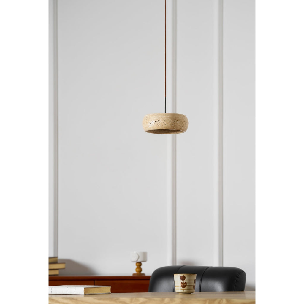 Modern Travertine Stone Pendant Light With Dimmable Remote Control — Ashbury Home & Living