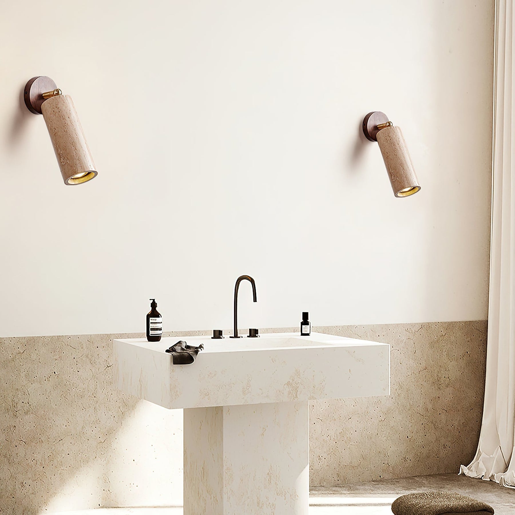 Modern Travertine Wall Light With Warm LED Glow — Ashbury Home & Living