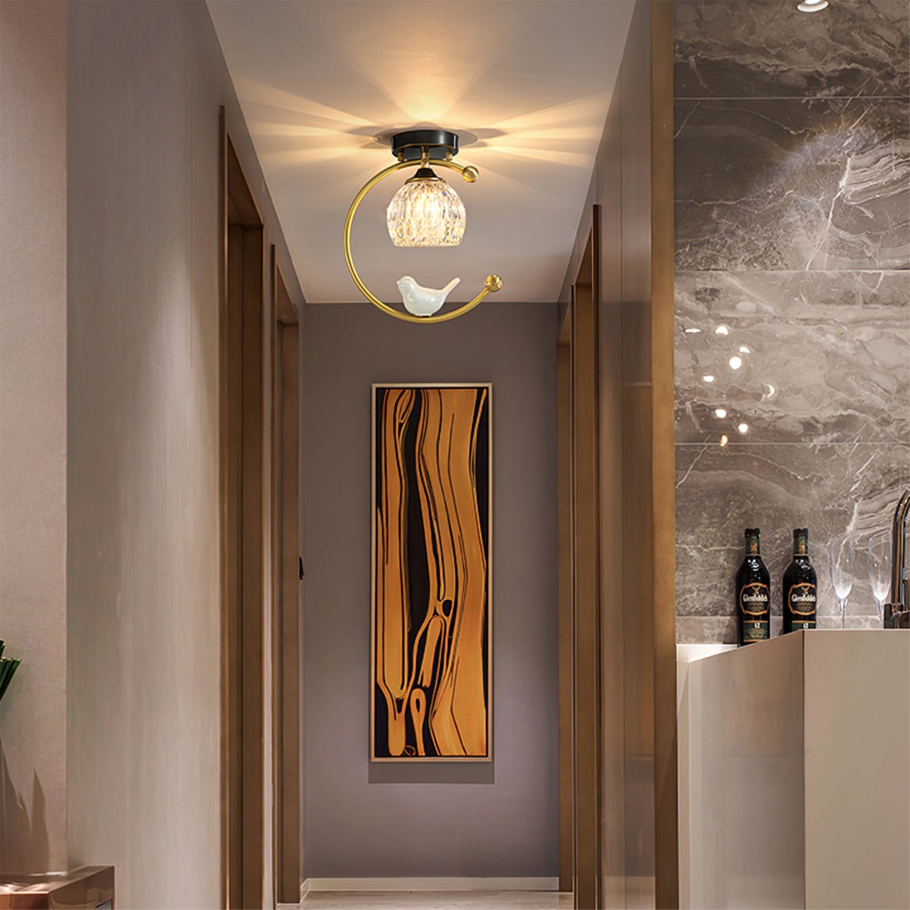 Contemporary Solid Brass Flush Mount Ceiling Light — Ashbury Home & Living