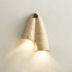 Modern Travertine Wall Light With Warm LED Glow in 2 heads Right & Downward: Ø19.1 x W6.6 x H26.9 cm (Ø7.5" x W2.6" x H10.6") — Ashbury Home & Living