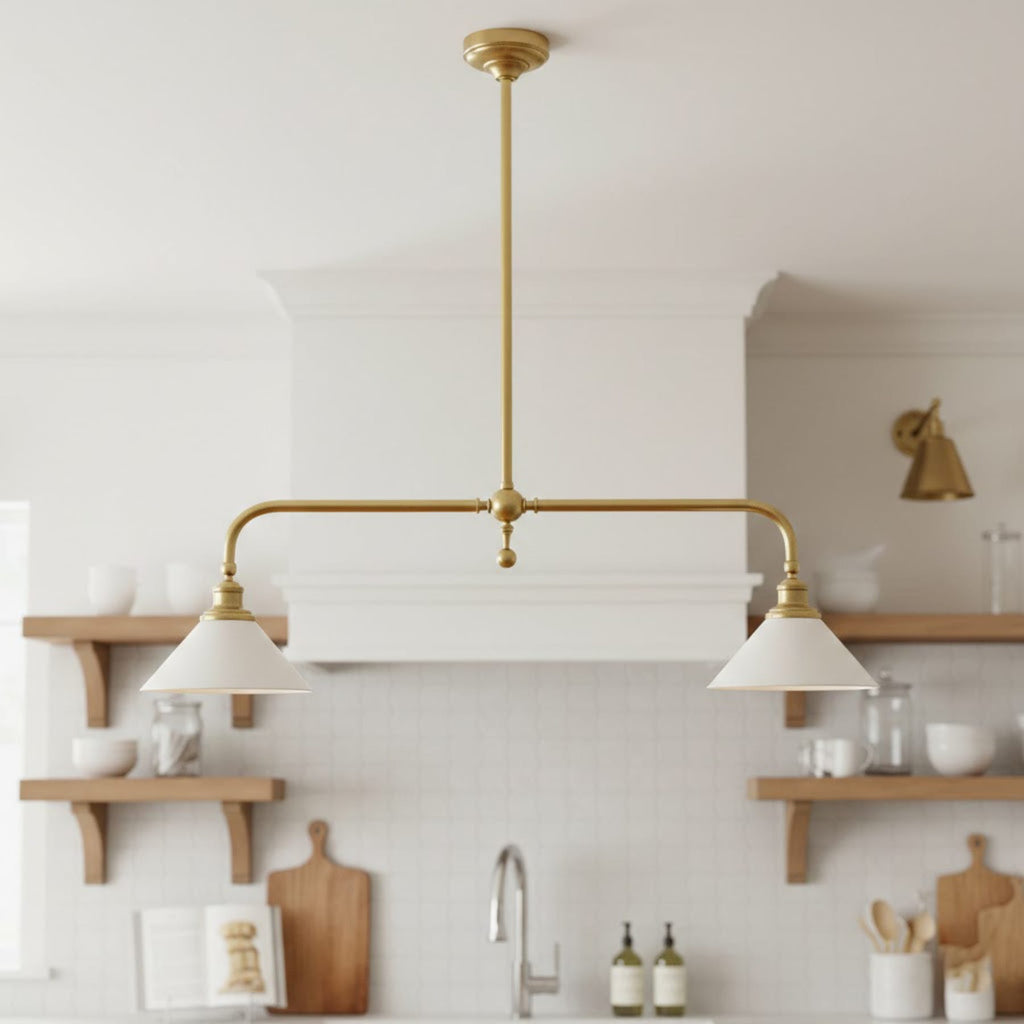 Modern Brass Pendant Light With Ceramic Shades for Dining Room — Ashbury Home & Living