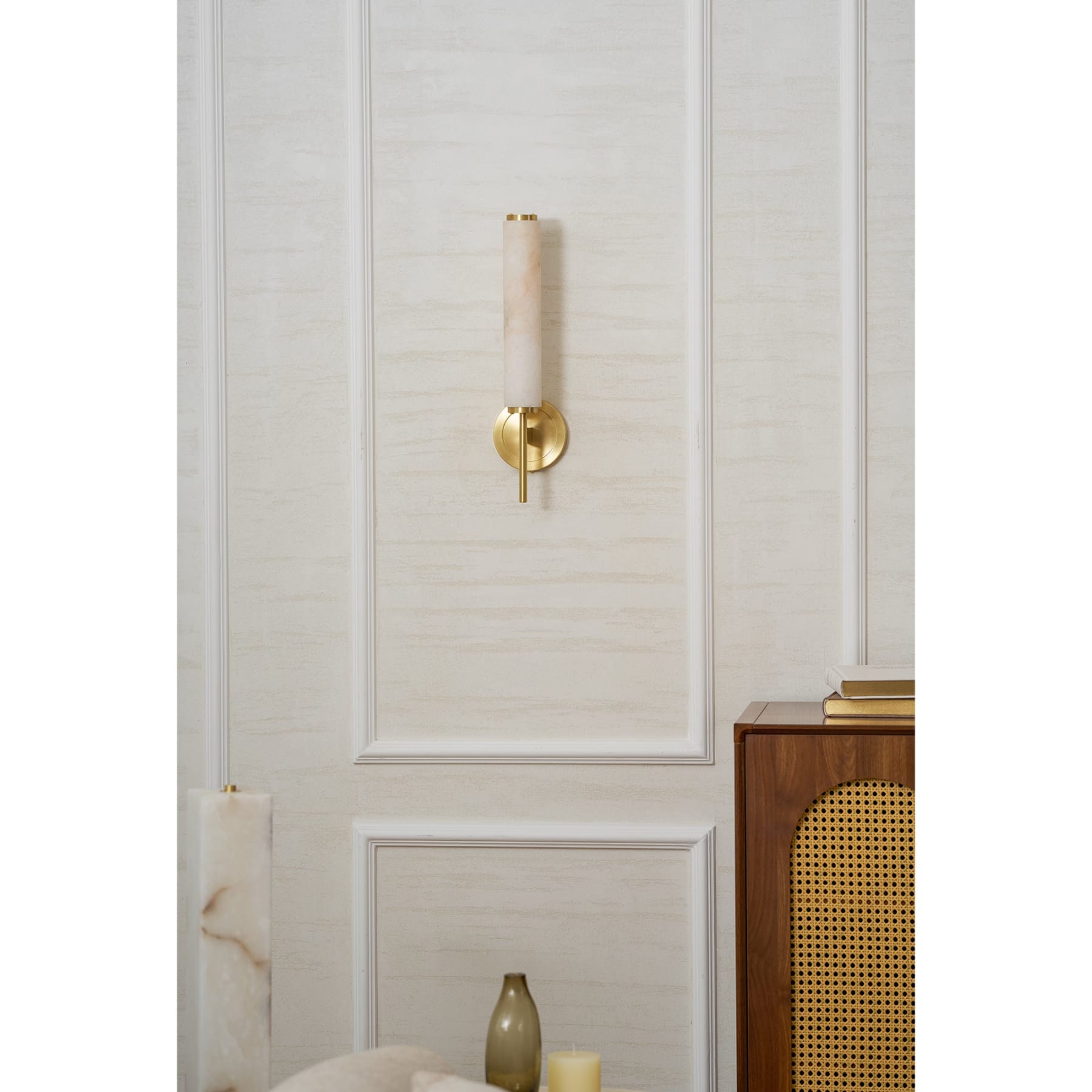 Modern Metal and Faux Alabaster Wall Light for Living Room — Ashbury Home & Living