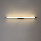 Slim LED Tube Wall Light Minimalist Aluminium Vanity Bar Mirror Lamp with Brass Tone End Caps for Bathroom | Bedroom and Living Room