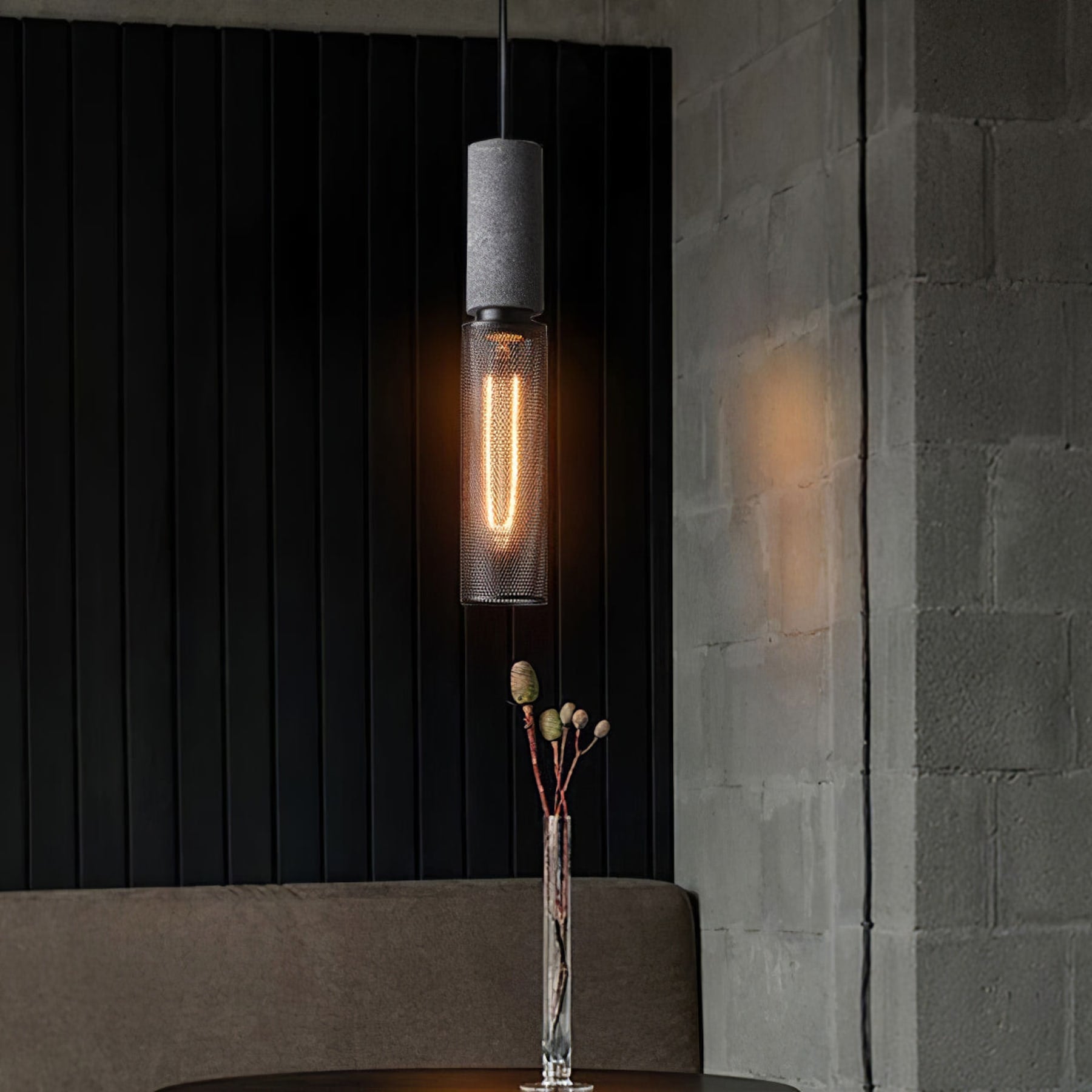 Industrial Concrete Pendant Light With Warm LED Glow — Ashbury Home & Living