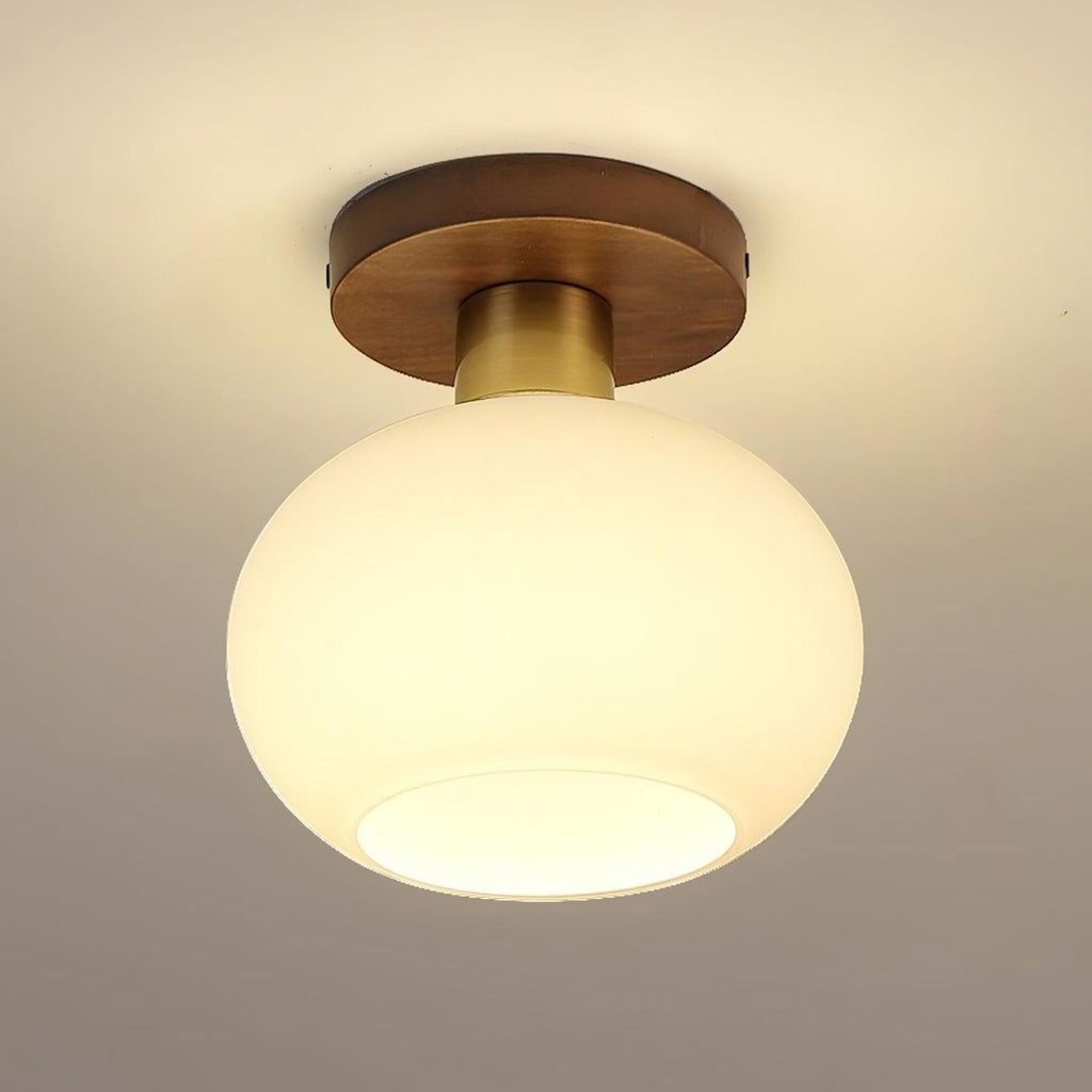 Modern Solid Wood Semi-Flush Ceiling Light for Living Room in Walnut & Copper — Ashbury Home & Living