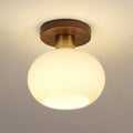 Modern Solid Wood Semi-Flush Ceiling Light for Living Room in Walnut & Copper — Ashbury Home & Living