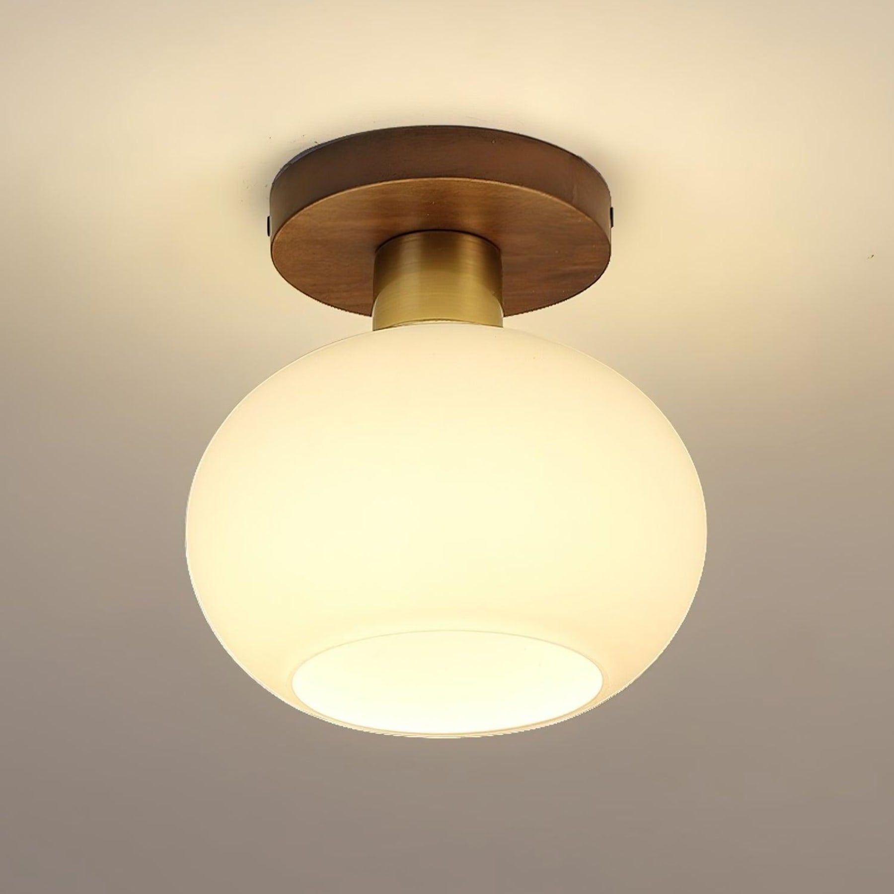 Modern Solid Wood Semi-Flush Ceiling Light for Living Room in Walnut & Copper — Ashbury Home & Living