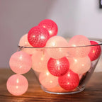 Cotton Ball String Lights LED Fairy Lights with Woven Cotton Balls Battery or USB Powered Garland Lights for Bedroom | Living Room | Nursery and Party