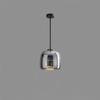 Smoked Glass Dome Pendant Lights With Black Cord