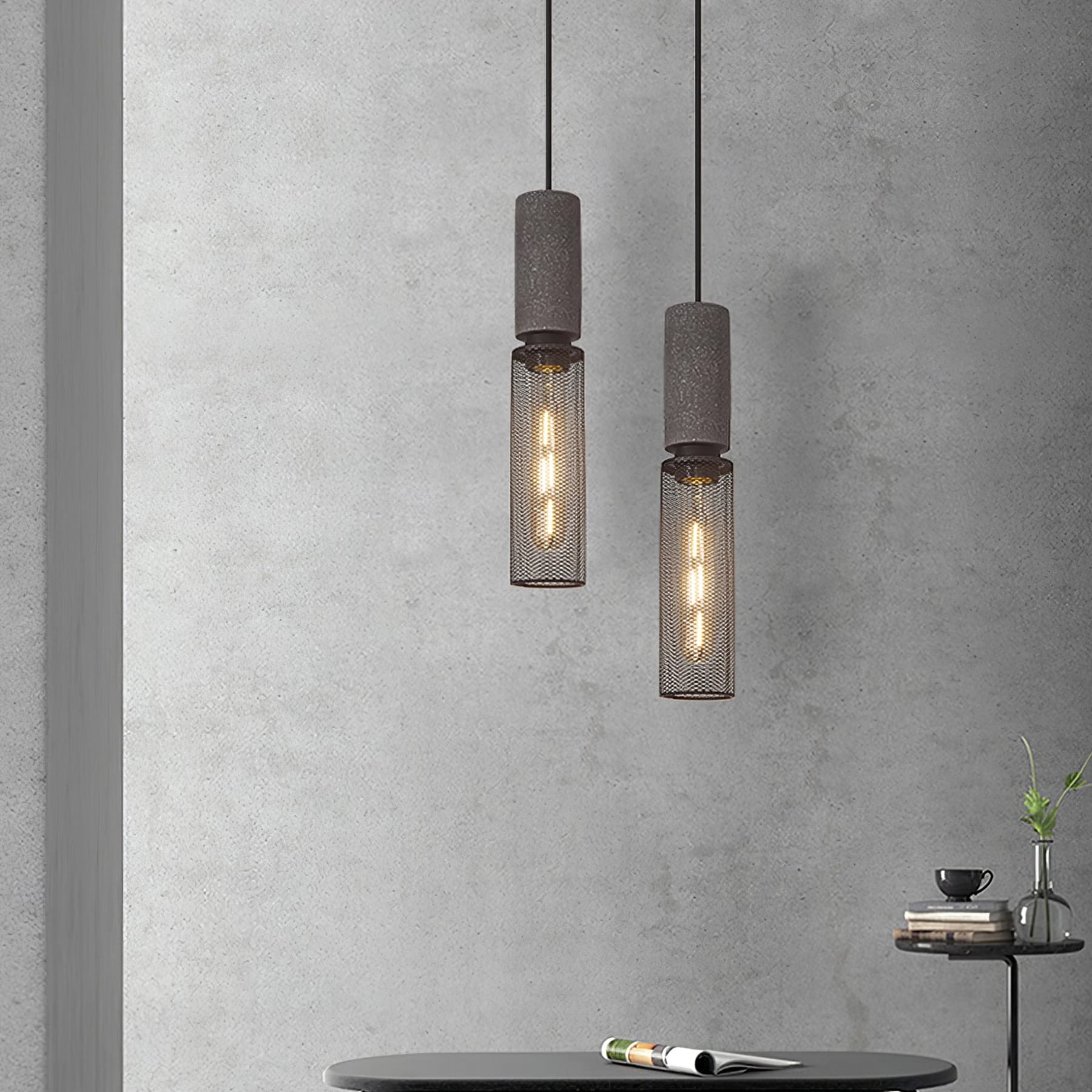 Industrial Concrete Pendant Light With Warm LED Glow — Ashbury Home & Living