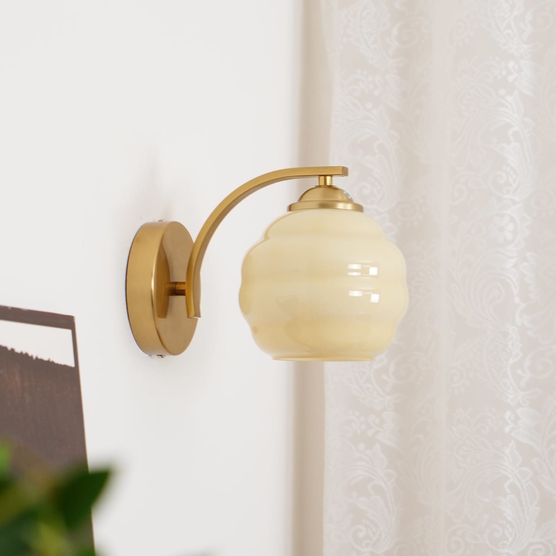 Contemporary Wrought Iron and Glass Wall Light With Warm LED Glow — Ashbury Home & Living