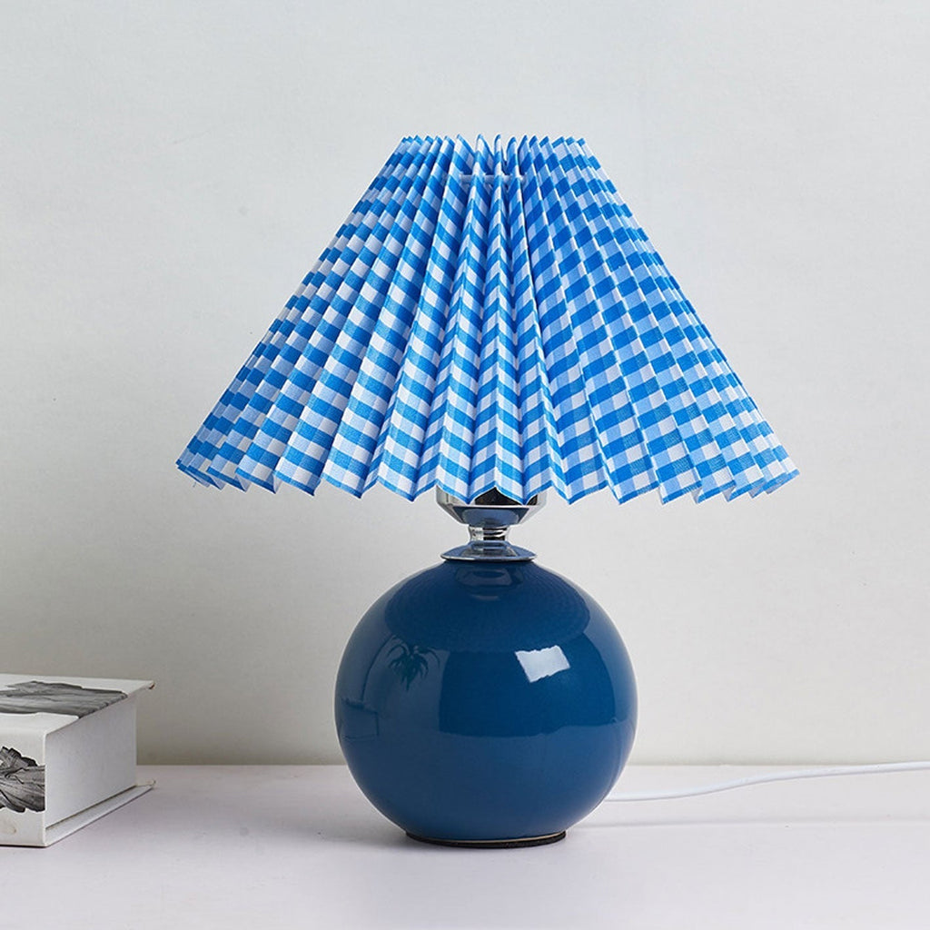 Nordic Ceramic Table Lamp With Pleated Fabric Shade