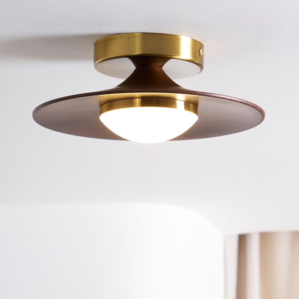 Modern Wood-Effect Round Flush Mount Ceiling Light With Integrated LED — Ashbury Home & Living
