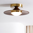 Modern Wood-Effect Round Flush Mount Ceiling Light With Integrated LED — Ashbury Home & Living
