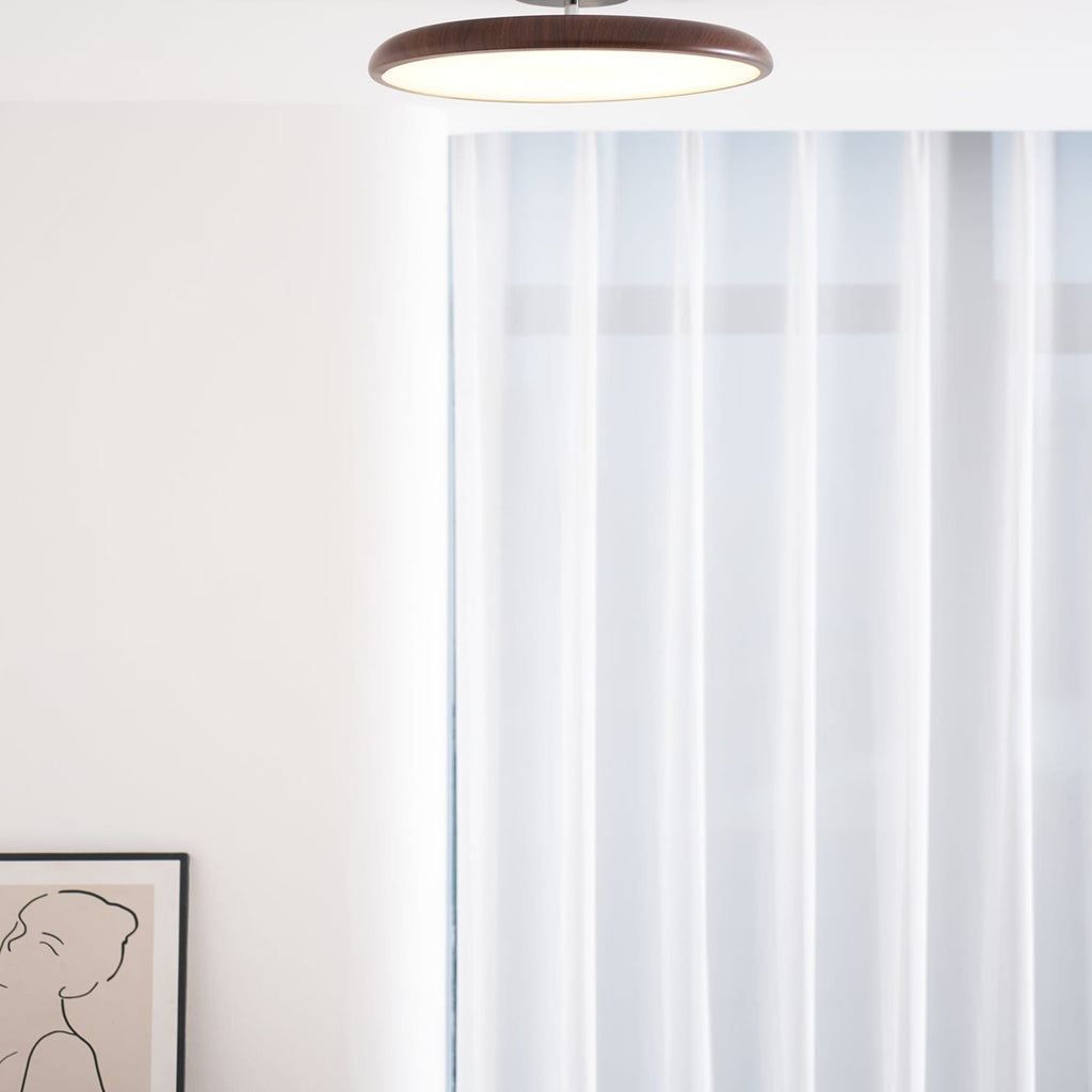 Scandinavian Wood-Effect Flush Mount Ceiling Light With Tri-Colour Glow — Ashbury Home & Living