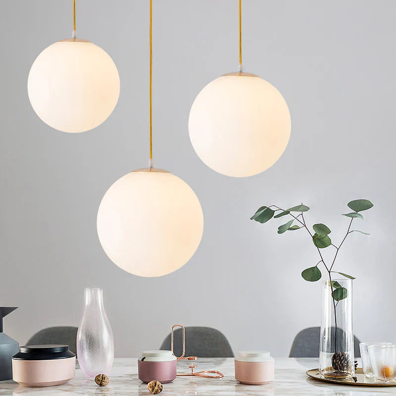 Globe Glass Pendant Light With Adjustable Cord