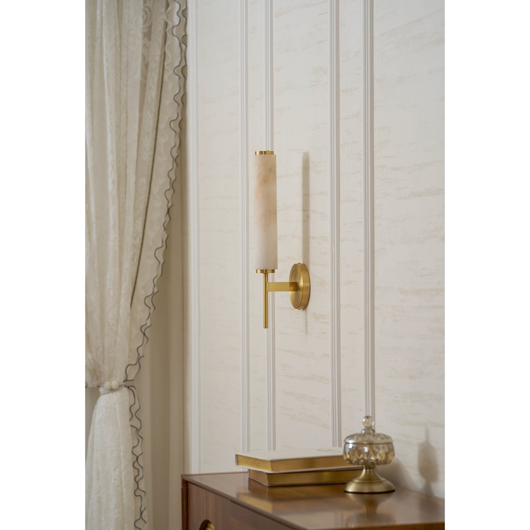 Modern Metal and Faux Alabaster Wall Light for Living Room — Ashbury Home & Living