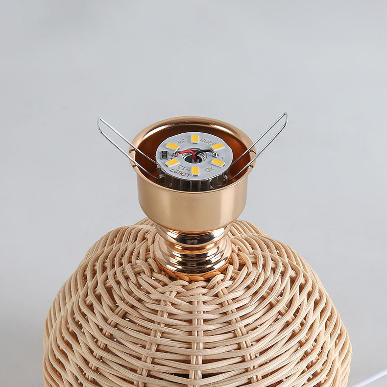 Bohemian Rattan Table Lamp With Tri-Colour Warm Light — Ashbury Home & Living