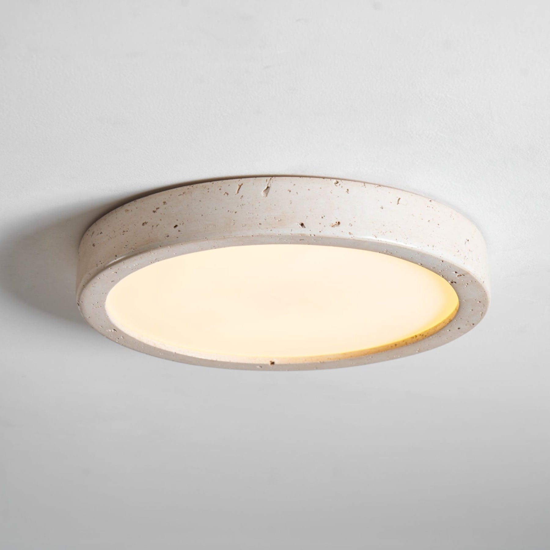 Modern Travertine Flush Mount Ceiling Light With Slim Profile — Ashbury Home & Living
