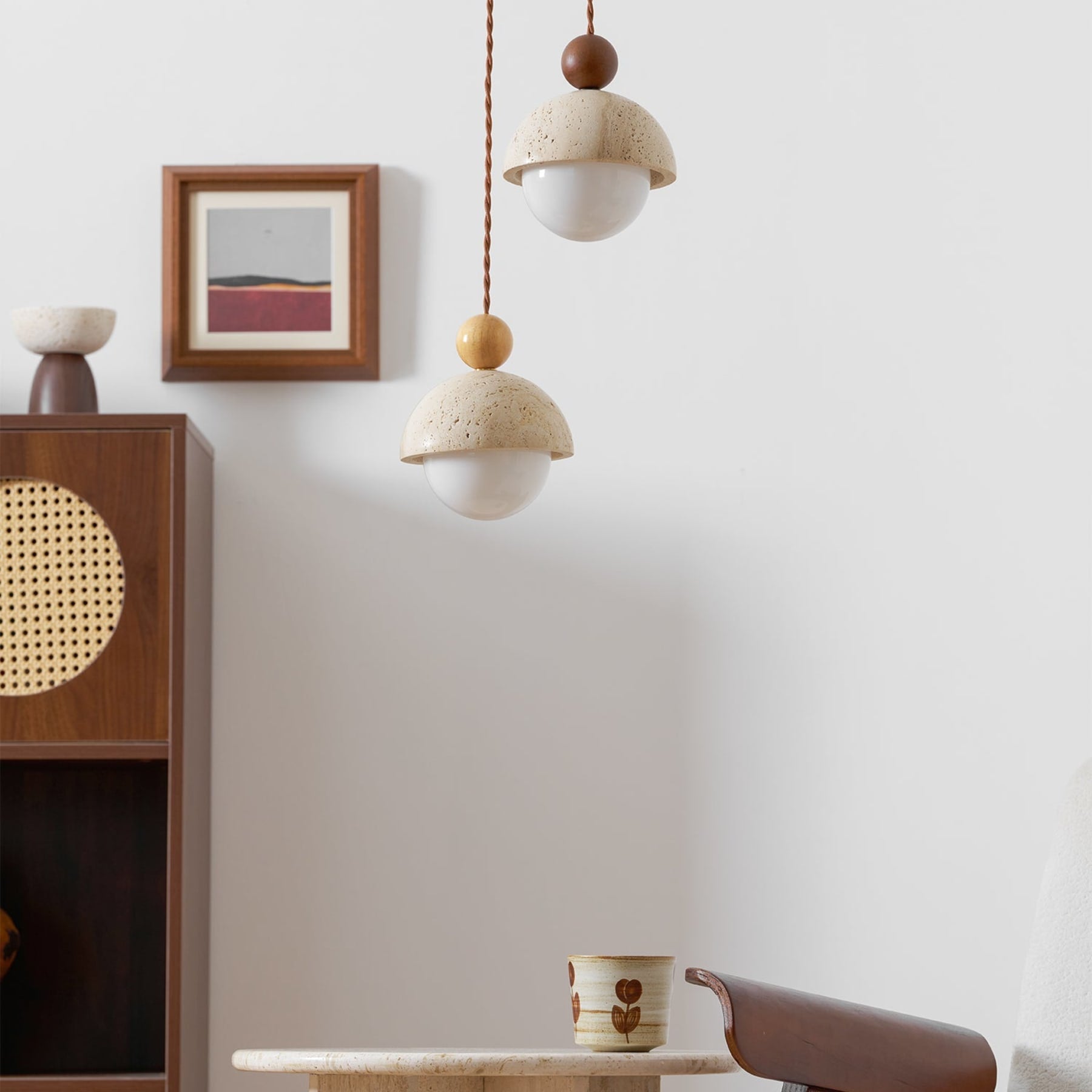 Contemporary Travertine Stone Pendant Light With Dimmable Glow — Ashbury Home & Living