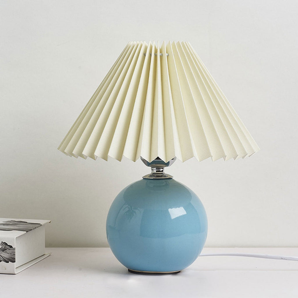 Nordic Ceramic Table Lamp With Pleated Fabric Shade