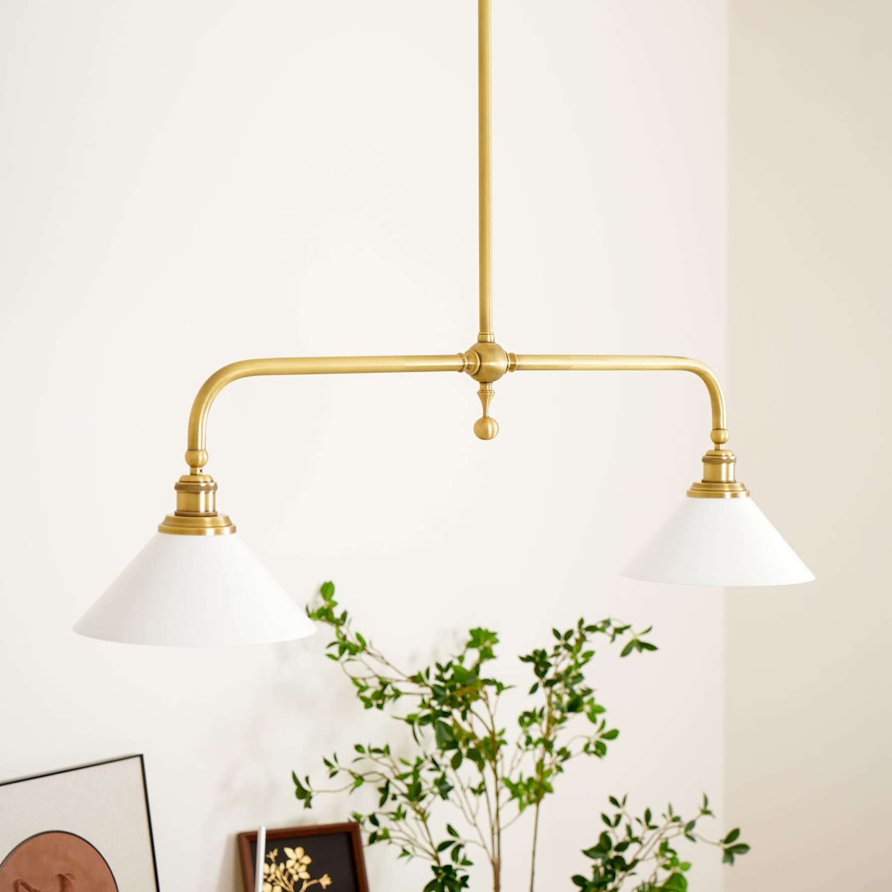 Modern Brass Pendant Light With Ceramic Shades for Dining Room — Ashbury Home & Living