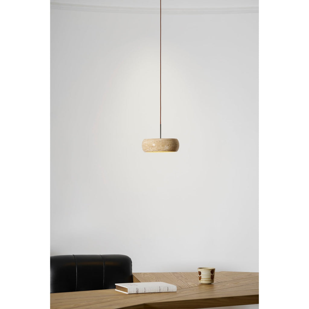 Modern Travertine Stone Pendant Light With Dimmable Remote Control — Ashbury Home & Living