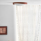 Modern Wood-Effect Fabric Flush Mount Ceiling Light With Tri-Colour Glow — Ashbury Home & Living