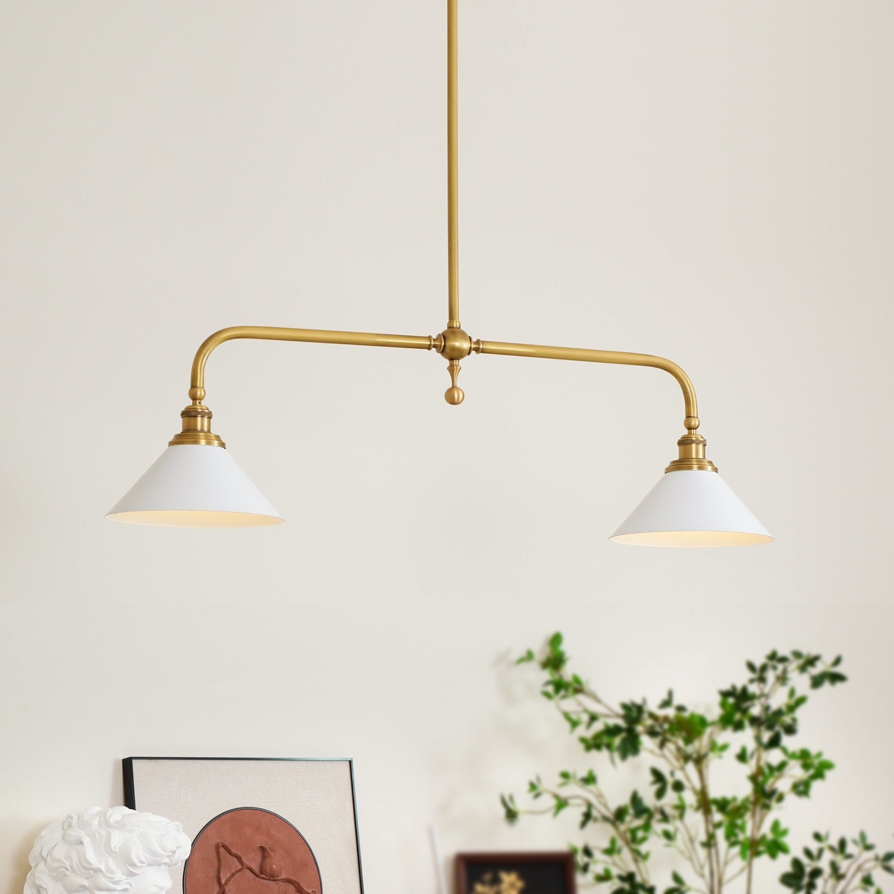 Modern Brass Pendant Light With Ceramic Shades for Dining Room — Ashbury Home & Living