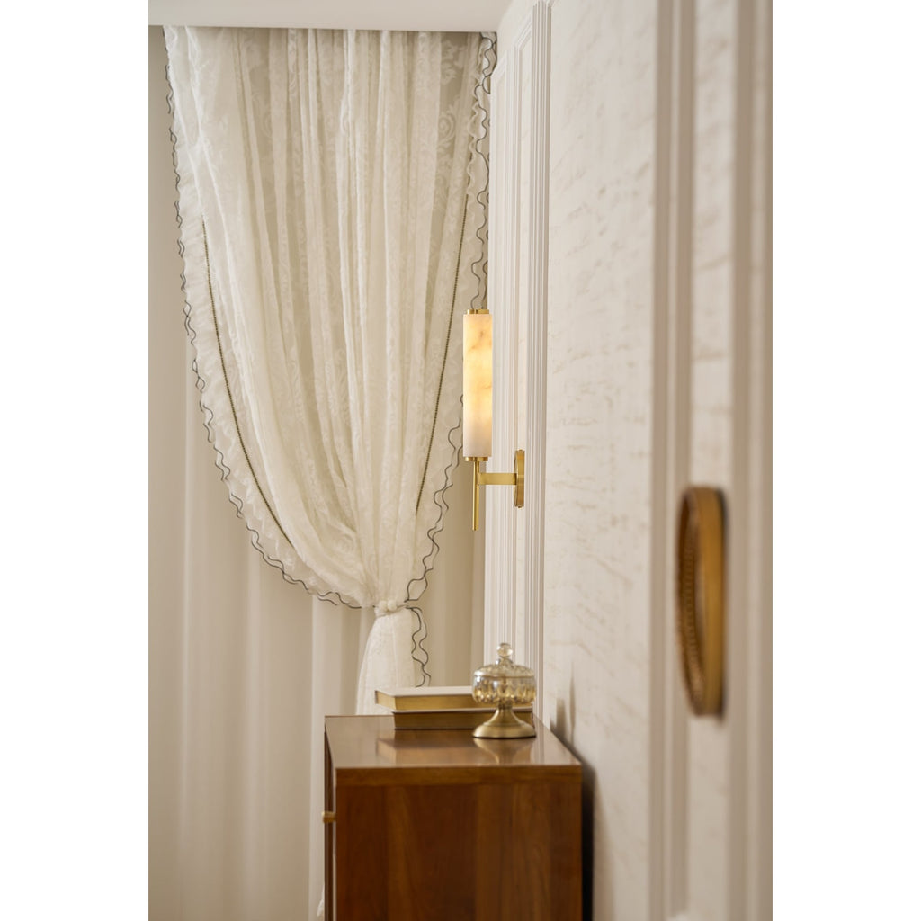 Modern Metal and Faux Alabaster Wall Light for Living Room — Ashbury Home & Living