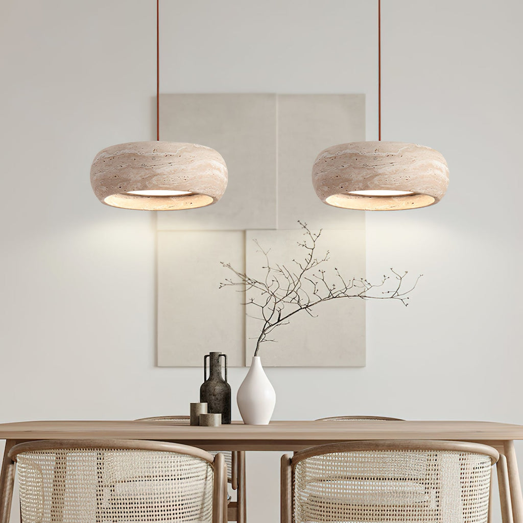 Modern Travertine Stone Pendant Light With Dimmable Remote Control — Ashbury Home & Living