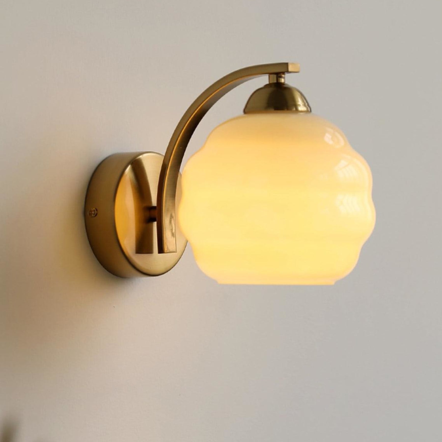 Contemporary Wrought Iron and Glass Wall Light With Warm LED Glow — Ashbury Home & Living