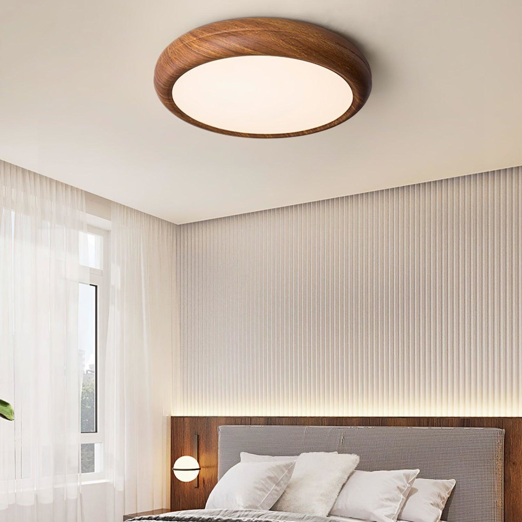 Scandinavian Wood Flush Mount Ceiling Light for Living Room — Ashbury Home & Living