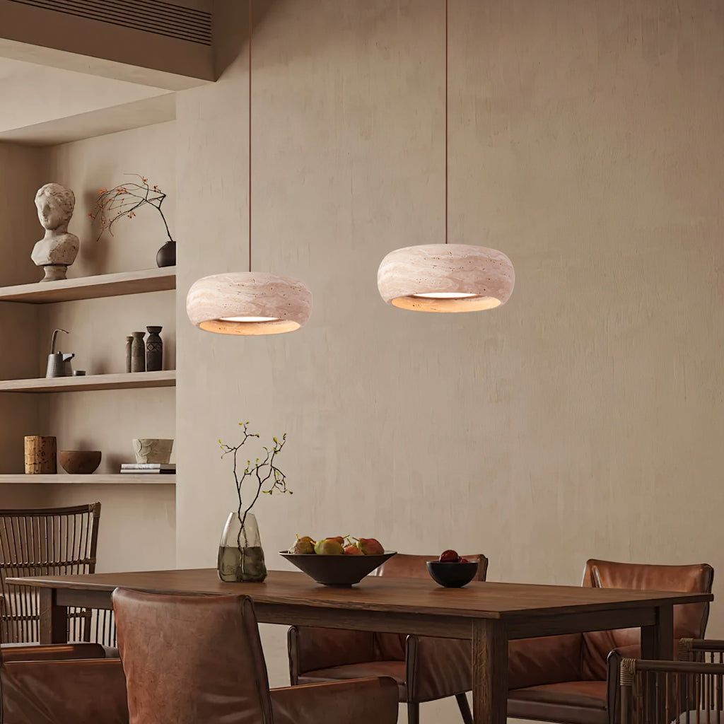 Modern Travertine Stone Pendant Light With Dimmable Remote Control — Ashbury Home & Living