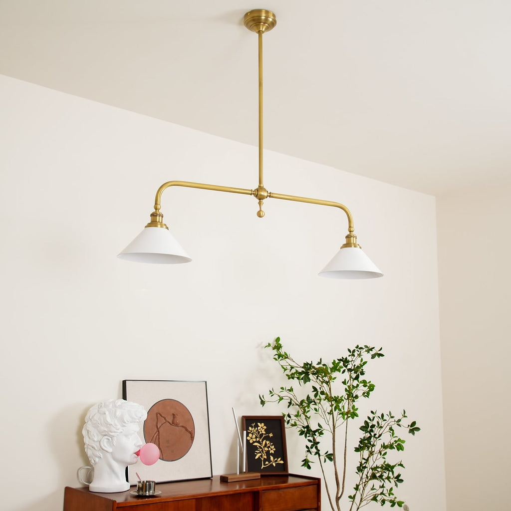 Modern Brass Pendant Light With Ceramic Shades for Dining Room — Ashbury Home & Living