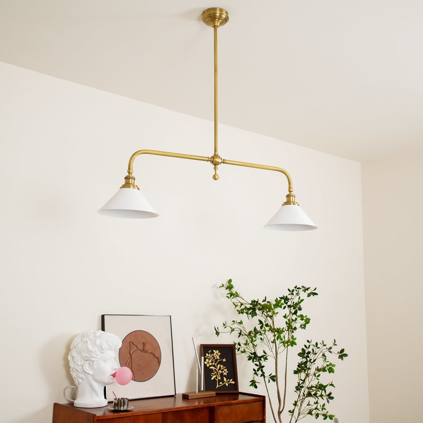 Modern Brass Pendant Light With Ceramic Shades for Dining Room — Ashbury Home & Living