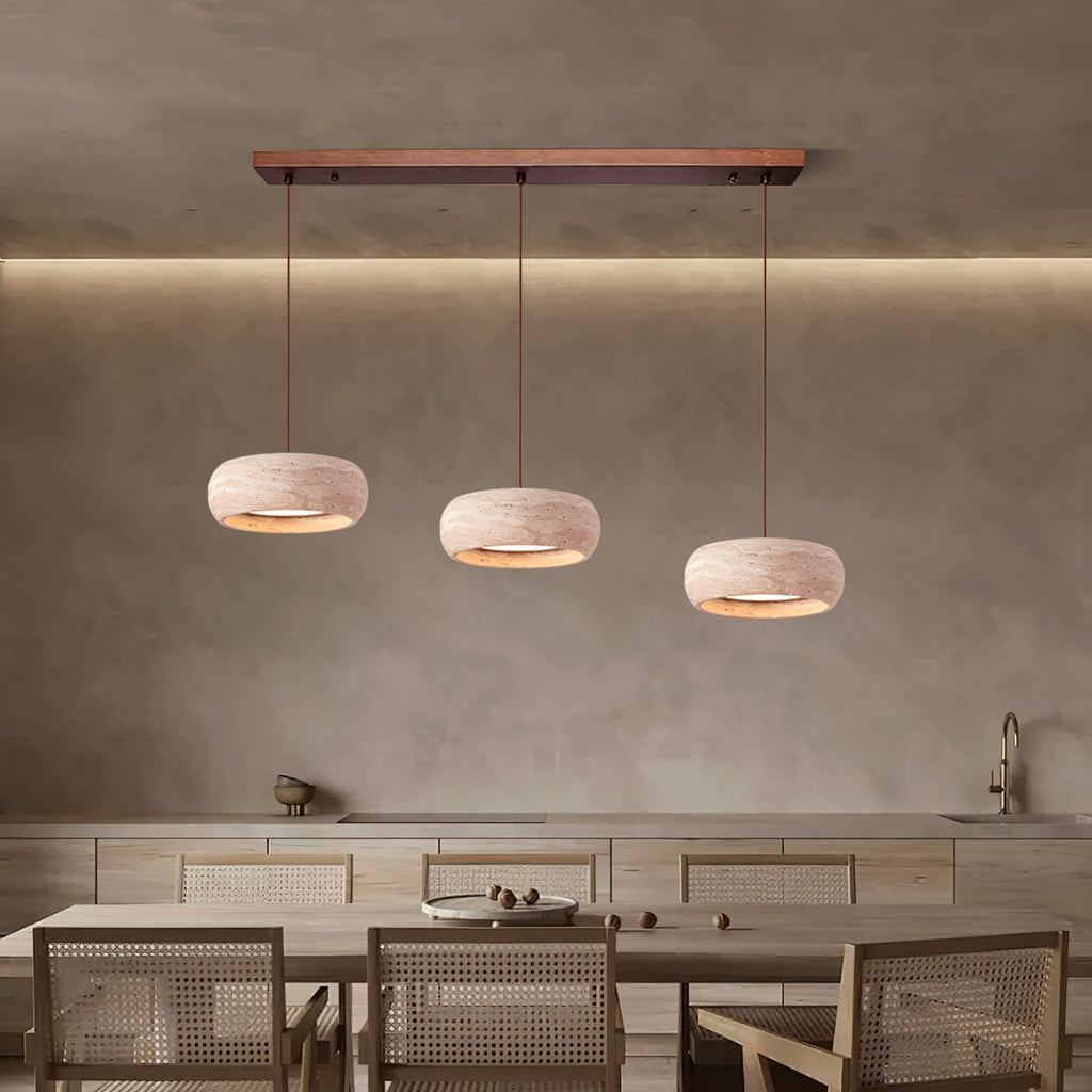 Modern Travertine Stone Pendant Light With Dimmable Remote Control — Ashbury Home & Living