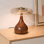 Contemporary Ash Wood And Brass Table Lamp With Glass Shade — Ashbury Home & Living