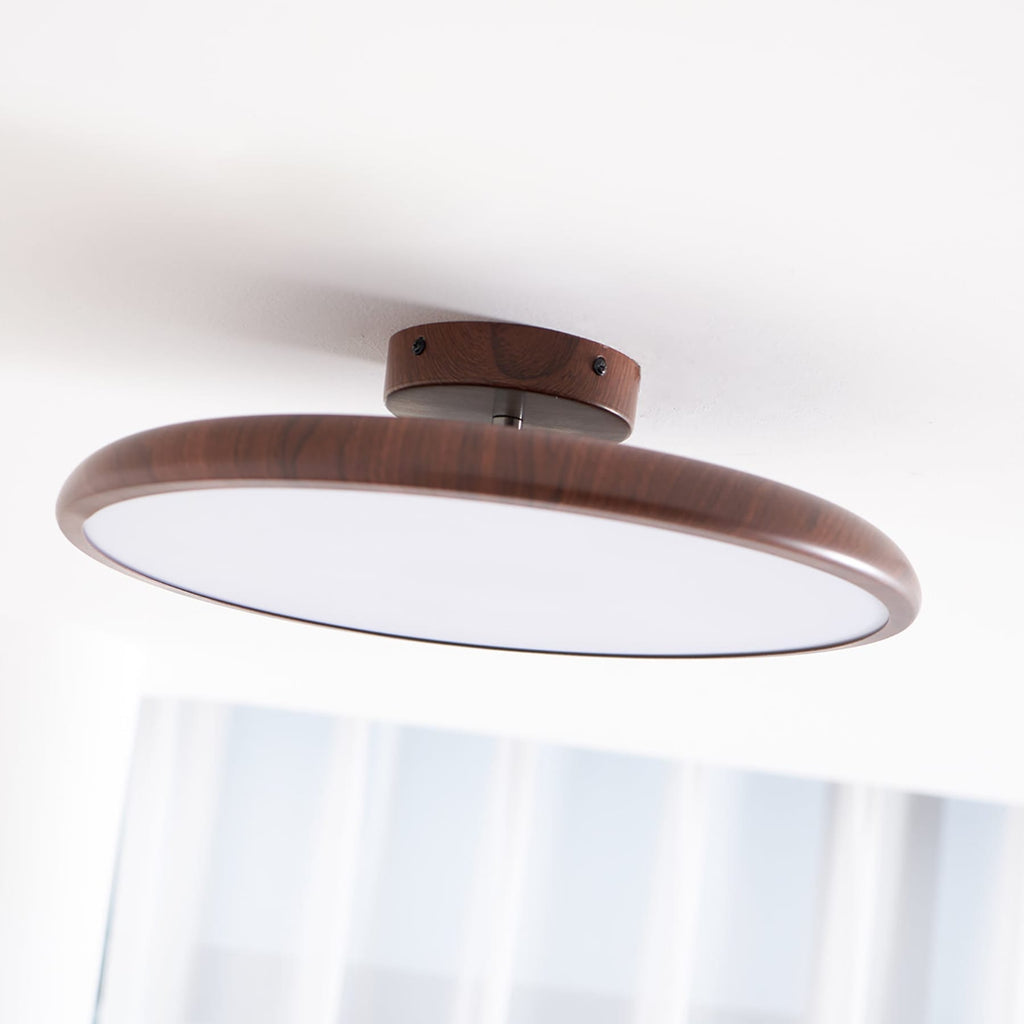 Scandinavian Wood-Effect Flush Mount Ceiling Light With Tri-Colour Glow — Ashbury Home & Living
