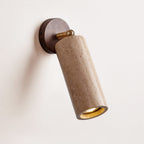 Modern Travertine Wall Light With Warm LED Glow in Walnut & Beige — Ashbury Home & Living