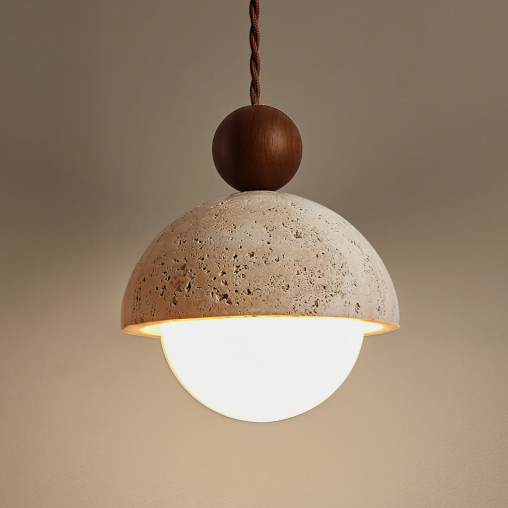 Contemporary Travertine Stone Pendant Light With Dimmable Glow — Ashbury Home & Living