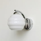 Contemporary Wrought Iron and Glass Wall Light With Warm LED Glow in Chrome and White — Ashbury Home & Living