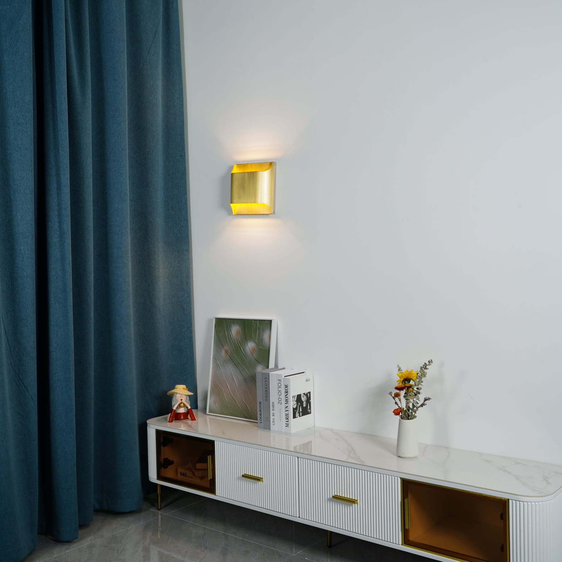 Modern Brass Wall Light With Warm LED Glow for Living Room — Ashbury Home & Living