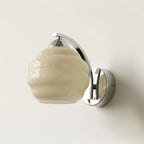 Contemporary Wrought Iron and Glass Wall Light With Warm LED Glow in Chrome and Beige — Ashbury Home & Living